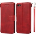 thumbnail image 2 of for iPhone 7/8/iPhone SE 2nd 2020 Wallet Case with Card Holder Slots,Kickstand Phone Cover Premium Leather Magnetic Closure Slim Flip Shockproof Wrist Strap Case for iPhone 7 4.7",Wine Red, 2 of 7