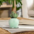 thumbnail image 6 of Cute Animal Shaped Ceramic Small Flower Vase, Light Green Mini Cartoon Animal Plant Pot, Desktop Decor Succulent & Hydroponic Planter, Tiny Cartoon Creature Floral Arrangement Container, 6 of 6