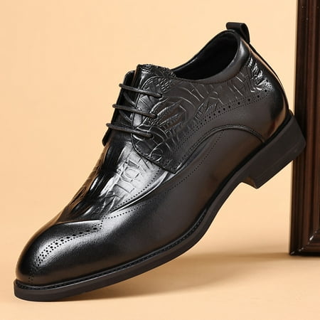 

Hidden height increasing business shoes men‘s real shoes British style brogue carved commuter formal wear men‘s shoes first layer cowhide
