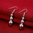 thumbnail image 5 of Silver Triple Bead Dangling French Hook Earrings for Woman Special Occasion Everyday Wear, 5 of 6