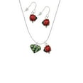 thumbnail image 2 of Delight Jewelry Silvertone Lime Green Cheetah Print Heart Red Lucky Ladybug Necklace and Dangle Earrings Set, 2 of 6