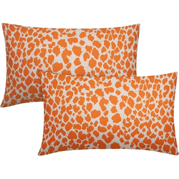 Orange Cheetah Lumbar Throw Pillow Covers 12X20 Inches Set of 2 Leopard Rectangular Pillow Cases Animal Wildlife Pillow Cover Home Decor for Sofa Couch Housewarming Gift Bed Porch Outdoor