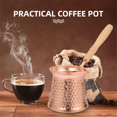 thumbnail image 2 of Turkish Coffee Pot Milk Jug with Wooden Handle Kitchen Coffee Heating Pot Copper Aluminium, 350ml for Home Espresso,1*Coffee Pot, 2 of 9