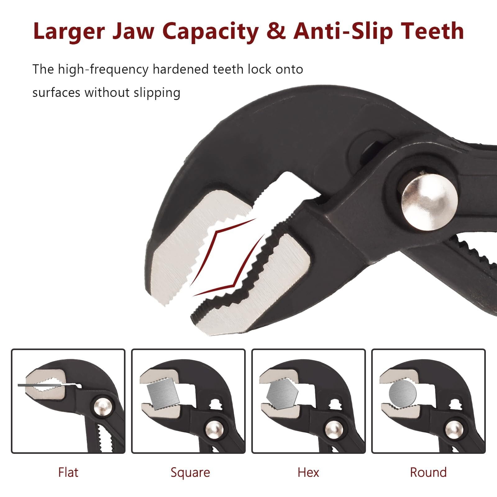 3-Piece Quick Adjust Groove Joint Pliers Set - 7in, 10in & 12in Water Pump Pliers with Red Grips - Fast Adjustable V-Jaw Tongue and Groove Pliers for Plumbing, DIY, and General Use