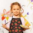 thumbnail image 2 of Red Strawberry Plants Fruit Pattern Black Pattern Kids Aprons for Girls and Boys,Adjustable Neck Strap Toddler Aprons for Kids Cooking Baking, 2 of 6