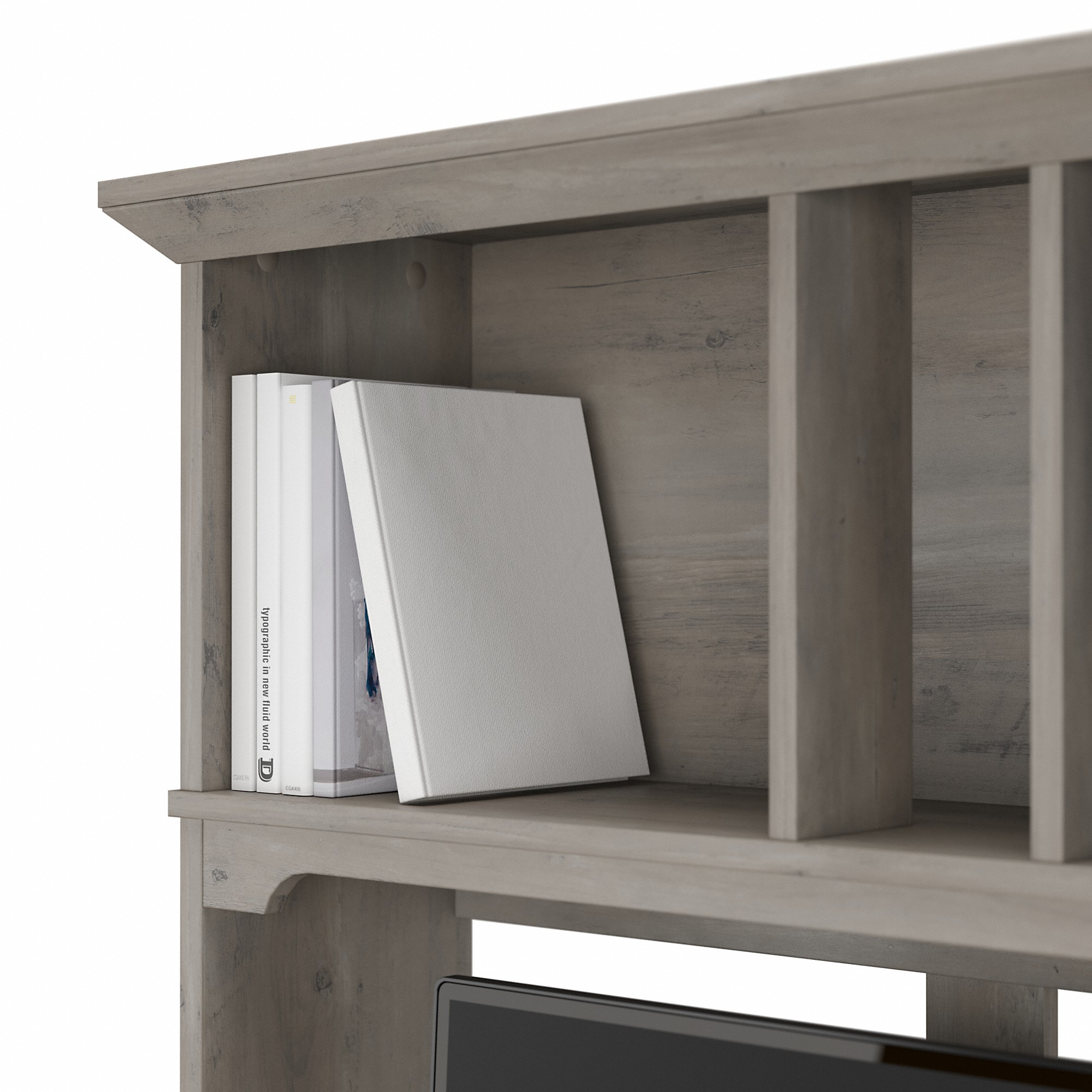 Bush Furniture Salinas 60" L Desk and Hutch with Storage, Driftwood Gray - image 4 of 8
