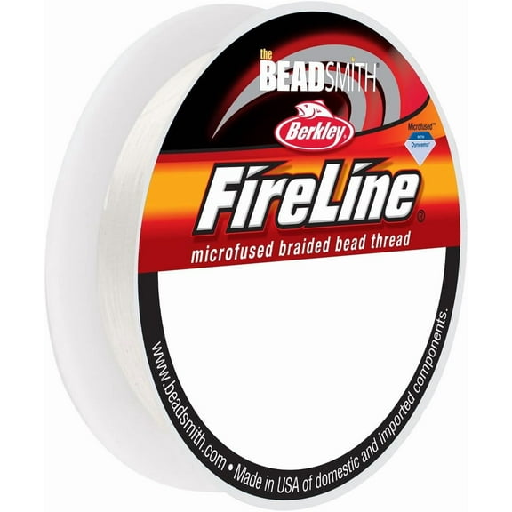 The Beadsmith Fireline by Berkley - Micro-Fused Braided Thread - 10lb. Test, 008”/.20mm Diameter, 15 Yard Spool, Crystal Color - Super Strong Stringing Material for Jewelry Making and Bead Weaving
