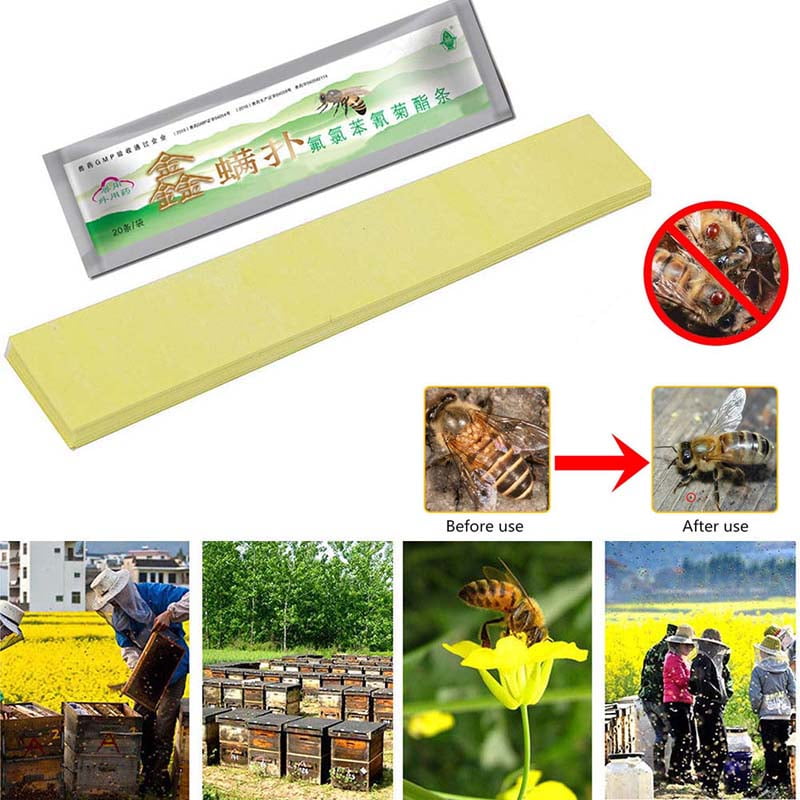 20pcs strips Beekeeping Fluvalinate Mite Killer Against Tool Pest Control Varroa 