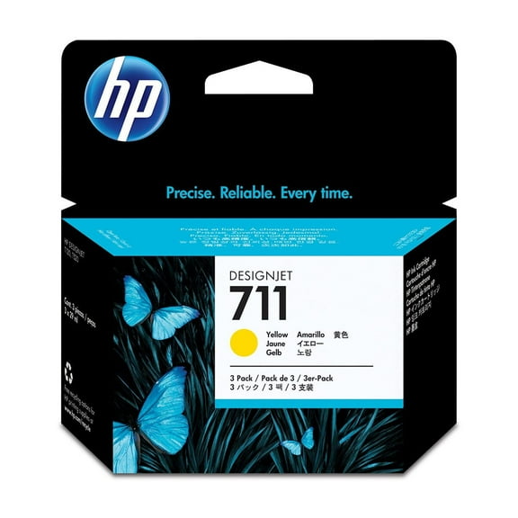 HP 711 3-pack 29-ml Yellow DesignJet Ink Cartridges, CZ136A