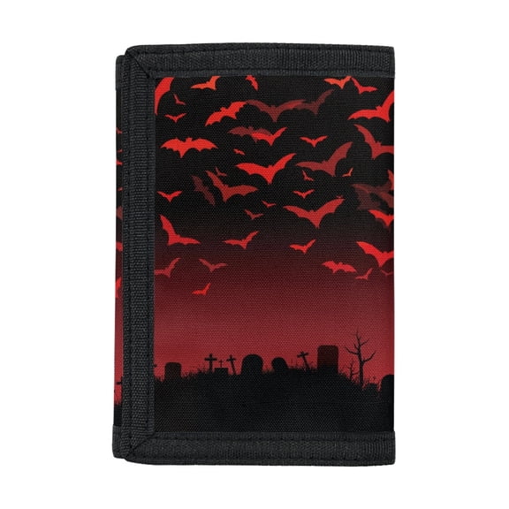 Chririnla Bat Pattern Design Children's Wallet, Polyester Kids Trifold Wallet for Travel, Slim Zipper Closure Children's Trifold Wallet