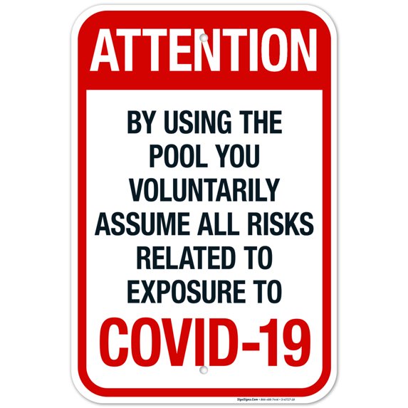 Attention By Using The Pool You Voluntarily Assume All Risks Sign, Pool Sign,