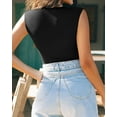 thumbnail image 4 of YOUI-GIFTS Womens Casual Crew Neck Sleeveless Pads Shoulder Bodysuit Tank Tops, 4 of 5