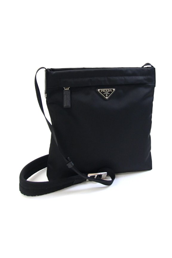 Pre-Owned Prada Shoulder Bag 2VH055 Black Nylon and Leather Crossbody for Women