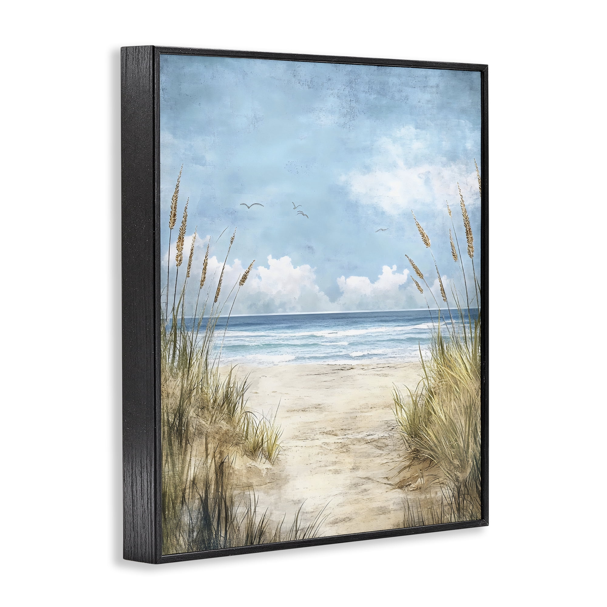 Stupell Industries Free Seagulls over Beach Dunes Black Framed Giclee Art, design by Creative Studio
