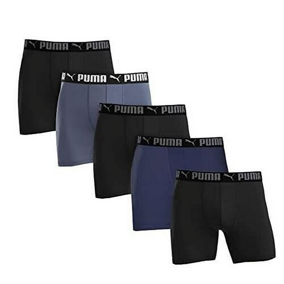 Puma Men's Microfiber Boxer Brief, 5-pack ( Black / Grey / Blue) Size S