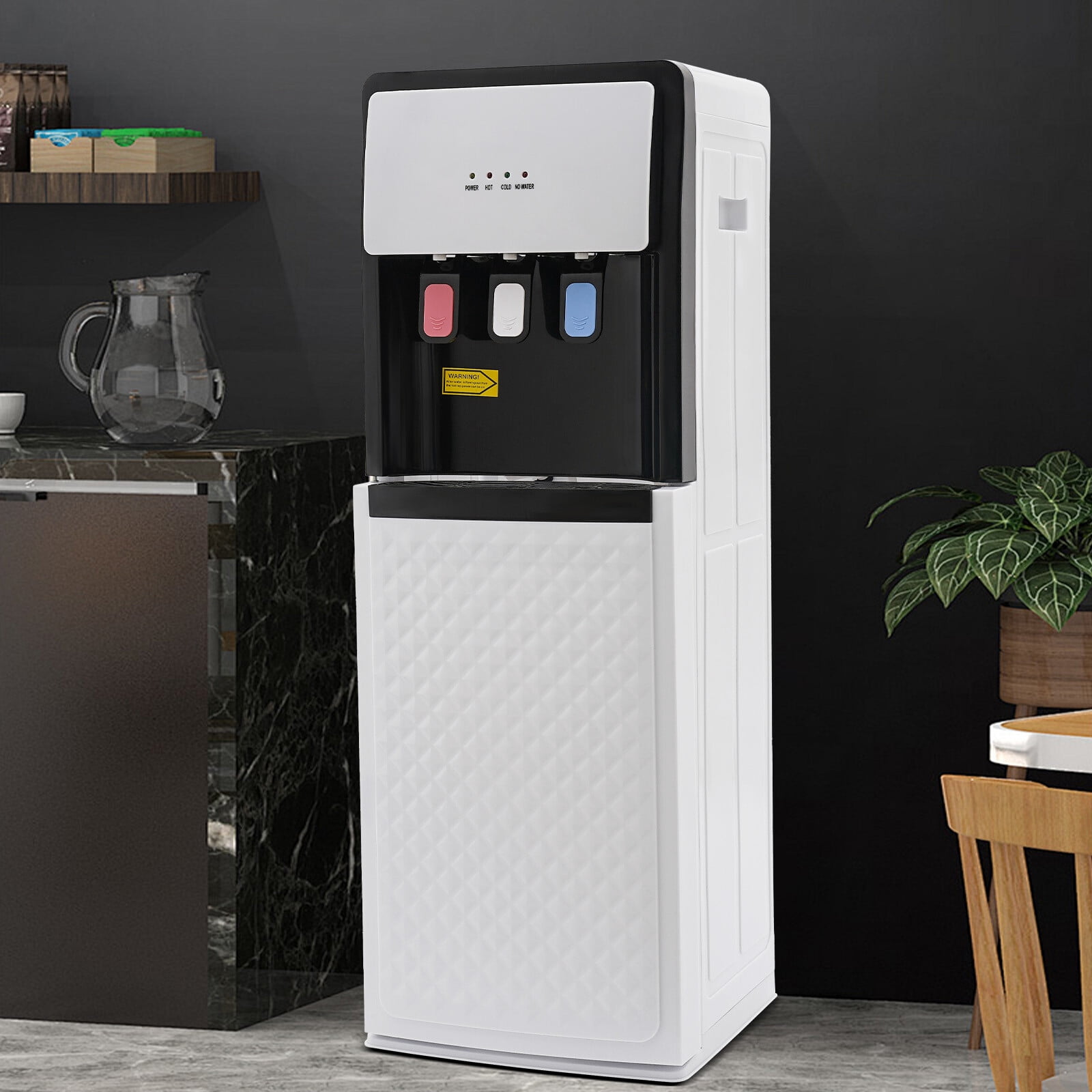 5 Gal Bottom Loading Water Dispenser, 3 Spouts Hot Cold Room Temp Water Cooler for Home Office Gym Hotel, White