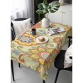 thumbnail image 2 of Gray Green Boho Floral Rectangle Tablecloth, Vintage Abstract Art Ethnic Flowers Waterproof & StainResistant Tablecloth, Washable Oil-proof Table Cover for Dining/Party/Wedding/Buffet 54x108 In, 2 of 9