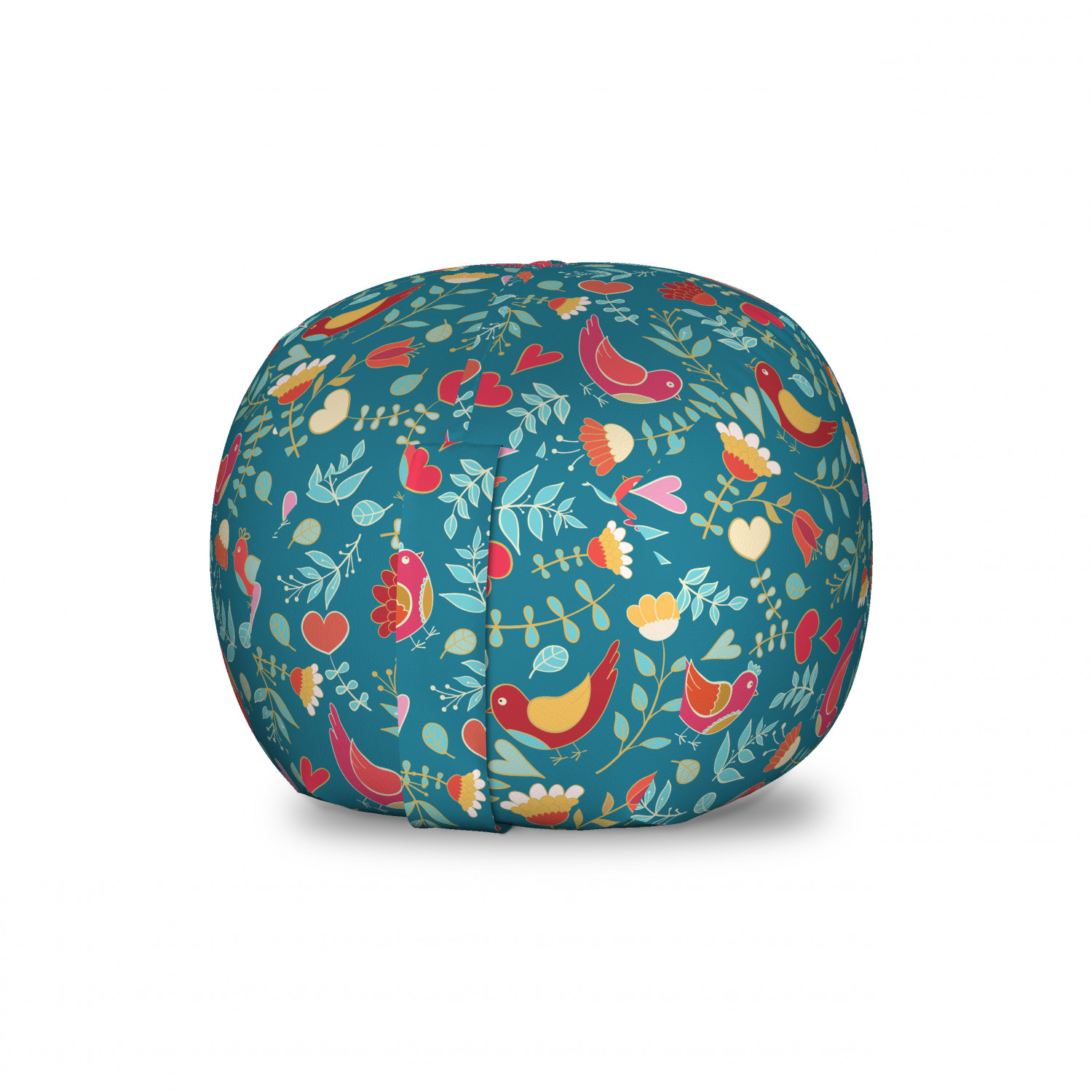 Nature Art Storage Toy Bag Chair, Botanical Theme Colorful Birds