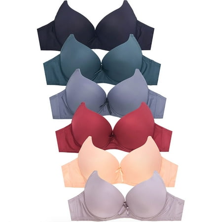 

6 pcs Max Lift Power Wired Add 2 Cup Sizes T-Shirt Double Push Up Bra B/C 36C (4490-62LE2-62LE1)