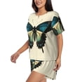 thumbnail image 2 of Picia Blue Black Butterfly Art Pajamas Sets for Women Soft Short-Sleeved Pjs with Lounge Shorts Two Piece Sleepwear-3X-Large, 2 of 9