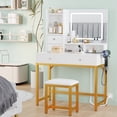thumbnail image 2 of Tydimor Lighted Makeup Vanity Set, Women Dressing Table with Outlets, Vanity Desk with Drawers & Stool, 2 of 8