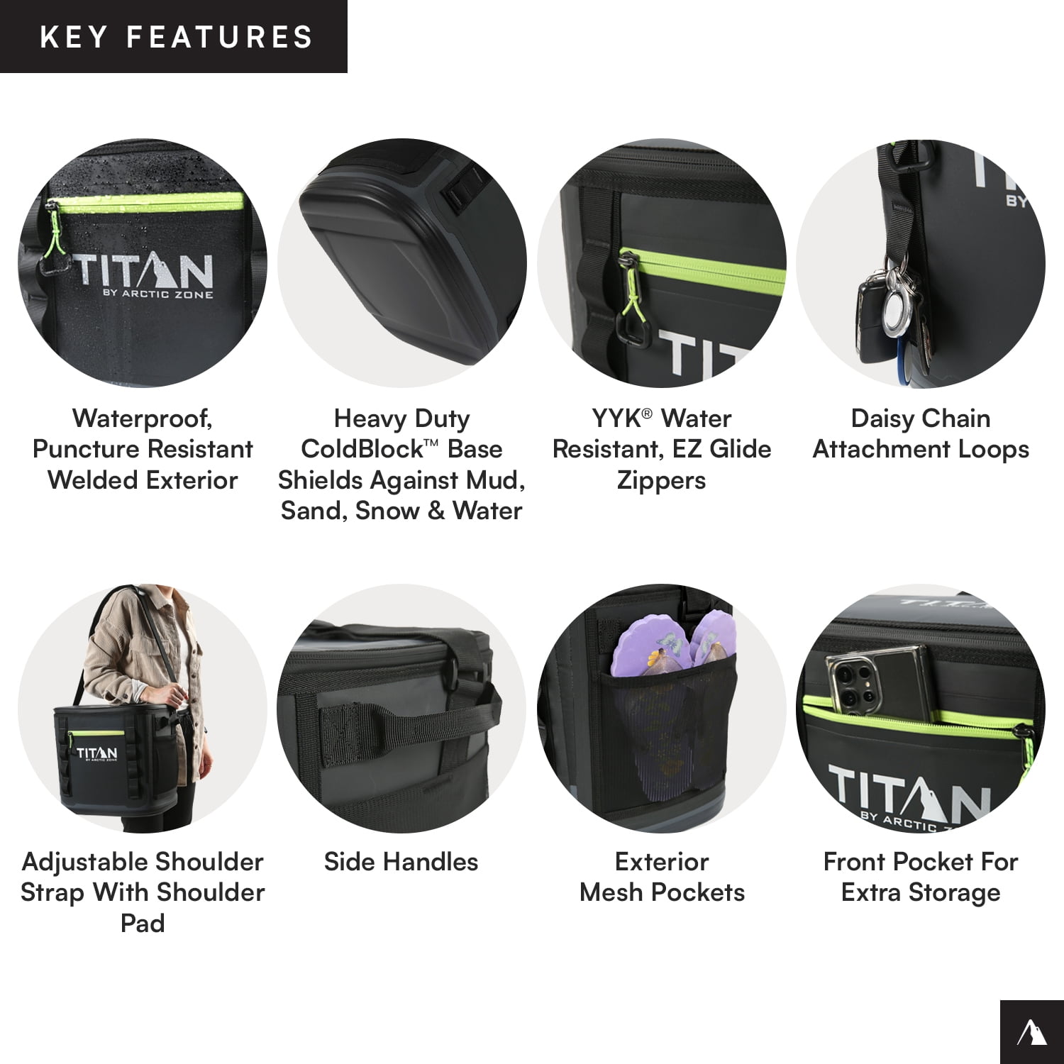 Titan by Arctic Zone 24 Can, 16 Quart Welded Soft Cooler with Waterproof Exterior, Black
