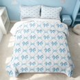 thumbnail image 2 of Erosebridal Chic Bowtie Quilt King, Kawaii Bow King Coverlet Set, Stars Reversible, Watercolor Blue, 3-Piece (1 Bedspread and 2 Pillowcases), 2 of 7