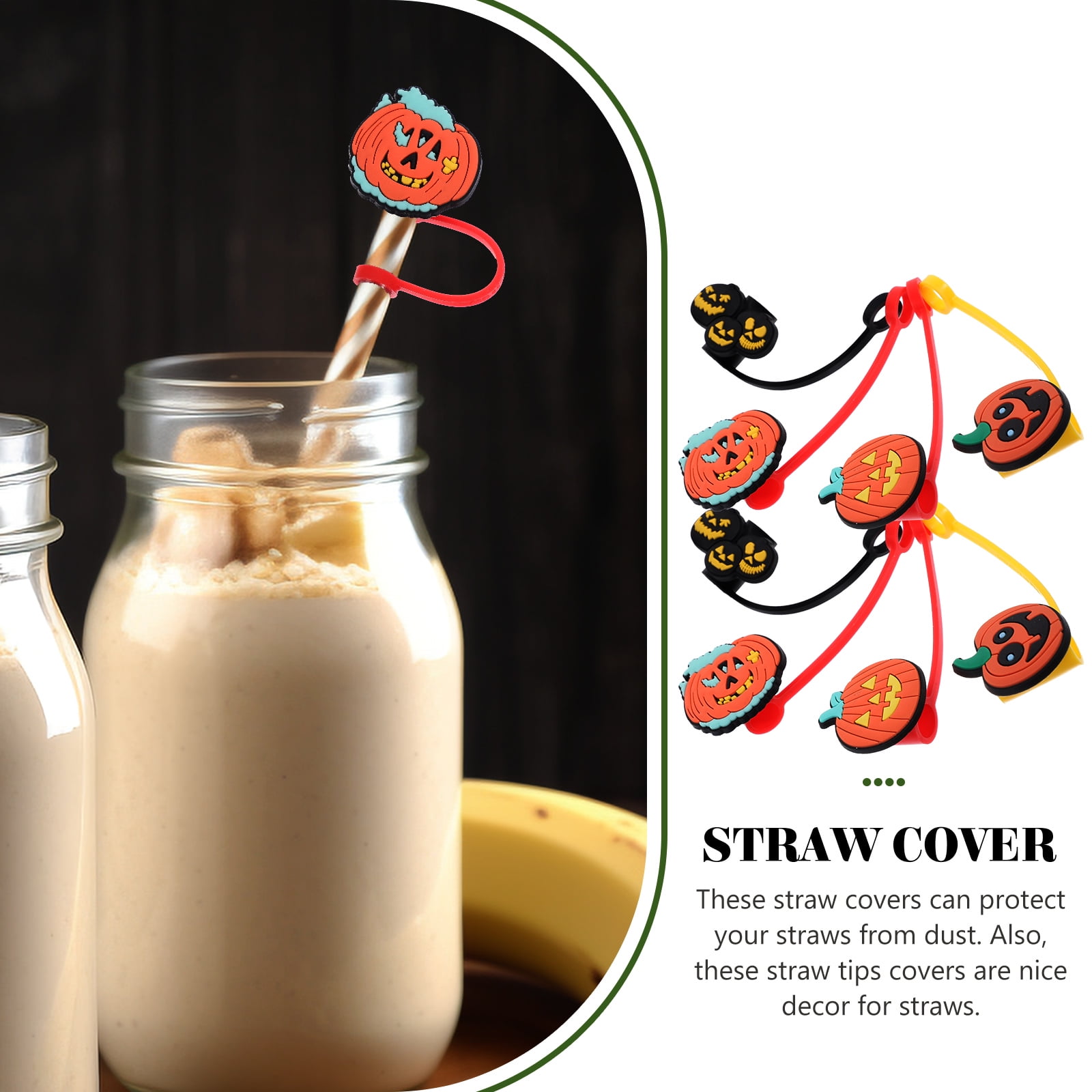 Halloween Silicone Straw Covers, Straw Accessories, Reusable Tip
