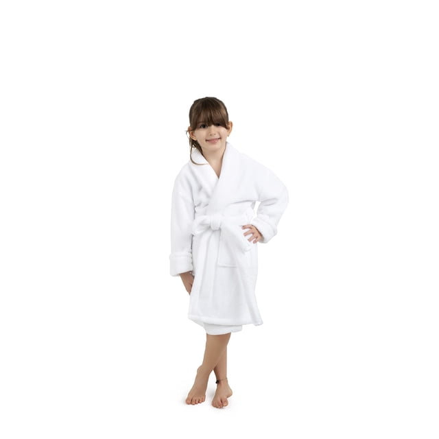 Bata para niñas BC BARE COTTON de microfibra blanca, 9 a 12 años
