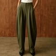 thumbnail image 4 of Risckoth Women's High Waist Pleated Barrel Suit Pants, Solid Business Casual Tapered Trousers S-2XL, 4 of 5