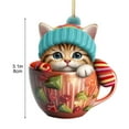 thumbnail image 3 of Loyerfyivos Christmas Ornaments Teacup Cat Decorations Kitten Kawaii Snowflake Hanging Christmas Ornaments 2024 Vintage Party Holiday Santa New Year for Mini Christmas Tree Supplies Merry Christmas, 3 of 8