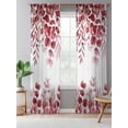 thumbnail image 5 of Sheer Curtains 96 Inches Long, Red Eucalyptus Leaves Semi Sheer Curtains Light Filtering Window Treatment, Spring Summer Botanical Privacy Voile Drapes for Living Room Bedroom 52x96 Inch, 5 of 7