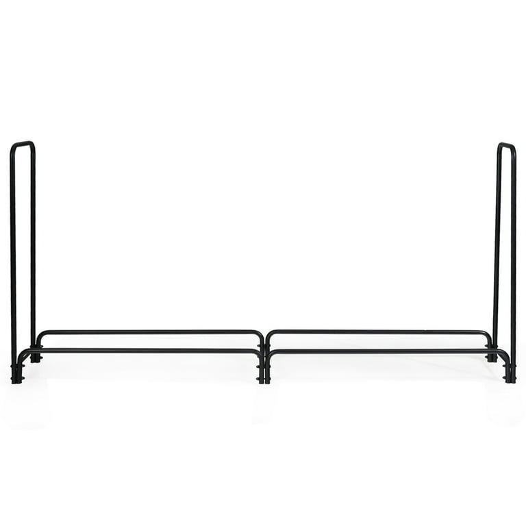 Gymax 8 Feet Outdoor Steel Firewood Log Rack Wood Storage Holder for Fireplace Black Gymax 8 Feet Outdoor Steel Firewood Log Rack Wood Storage Holder for Fireplace Black