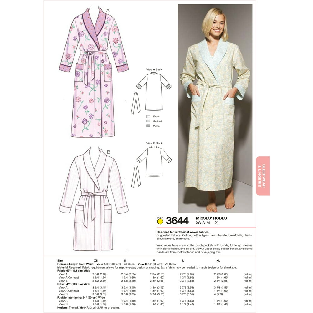 Kwik Sew Robes, (XS, S, M, L, XL)