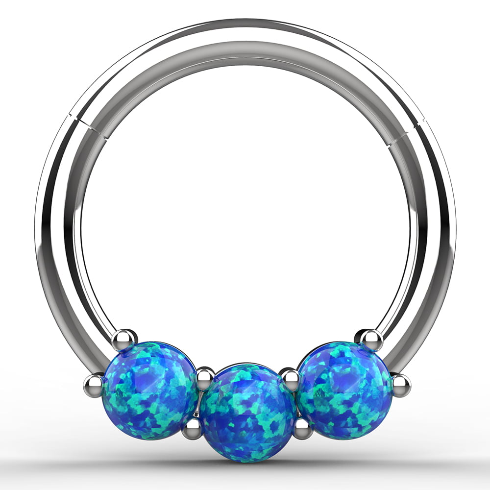 Surgical Steel Septum Piercing Jewelry Daith Hoop Earring Hinged Septum Ring Daith Earring 18 Gauge Septum Clicker with Opal Stones