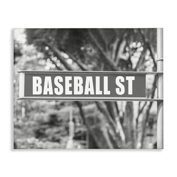 Stupell Industries Baseball Street Sign Sports Photography Wrapped Canvas Art Print Wall Art, 20 x 16
