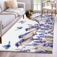 thumbnail image 2 of Non-Slip Rug Pad Rugs Garden Purple Floral Bird Butterfly Rectangle Area Rugs 3x5Ft Soft Carpet Pads for Living Room Kids Room, Watercolor Lavender on White, 2 of 9