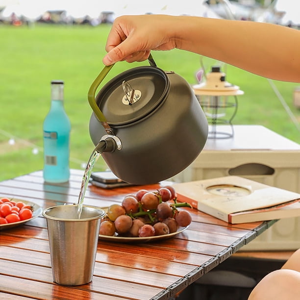 Bouilloire Camping Acier Inoxydable 1,6 L – Sifflet Portable, Pour Feu De Camp, Cuisinière Électrique Et Gaz