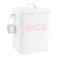 thumbnail image 4 of Contenedor de arroz de hierro, bote de harina, recipiente hermético para almacenar alimentos, contenedor de arroz de metal. Blanco XL, 4 of 9