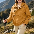 thumbnail image 3 of SEMPAI Windbreaker Jacket Women Waterproof Long Sleeve Zip Hooded Jacket Multi Pockets Outdoor Hiking Jacket Loose Winter Mountaineering Casual Outerwear Yellow L, 3 of 6