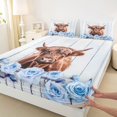 thumbnail image 3 of Feelyou Farmhouse Cow Animal Bed Sheets, Valentines Day Rose King Sheets, Blue Flower Floral Sheet Set, Microfiber Bedroom Decor, 4-Piece, 3 of 7