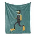 thumbnail image 1 of Diver Soft Flannel Fleece Blanket, Cartoon Interpretation of a Man Underwater Simplistic Drawing Graphic, Cozy Plush for Indoor and Outdoor Use, 70" x 90", Cadet Blue and Dark Grey, by Ambesonne, 1 of 6