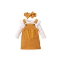 thumbnail image 2 of Biekopu Kids Baby Girls Long Sleeve Romper Suspender Skirt Headband Autumn Outfits Clothes, 2 of 8