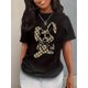 thumbnail image 1 of Rabbit Print Crew Neck T-shirt, Casual Short Sleeve T-shirt For Summer, Women's Clothing, 1 of 7