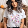 thumbnail image 2 of Women's Graphic T-Shirt Cute Bunny Bow Design, Short Sleeve Crewneck, Graphite Heather, Size M, 2 of 6