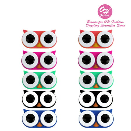 OH Fashion Contact Lens Case Owl 10 month supply Contact Lens Case Pack of 10 Several Colors Portable Case Travel Contacts Holder Container Contacts Solution Eye Care 10 (Best Color Of Contact Lenses For Black Eyes)