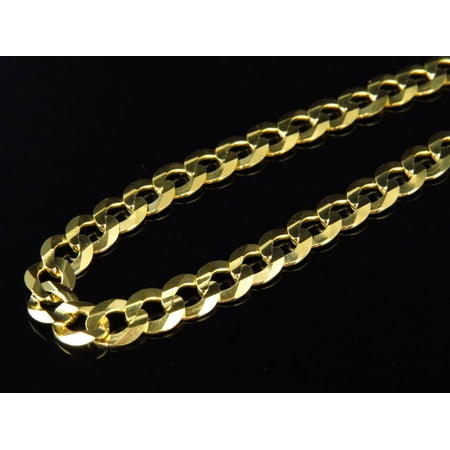 curb chain flat cuban 10k solid mm length necklace yellow gold