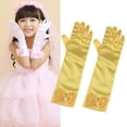 thumbnail image 4 of 1 par de guantes largos de satén con lazo para niña de las flores, para boda, fiesta de noche (amarillo), 4 of 8