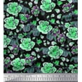 thumbnail image 1 of Soimoi Green Rayon Fabric Leaves & Floral Print Sewing Fabric BTY 42 Inch Wide, 1 of 1