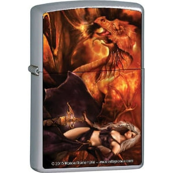 Dragon's Keeper - Renee Biertempfel -  Brushed Chrome Zippo Lighter